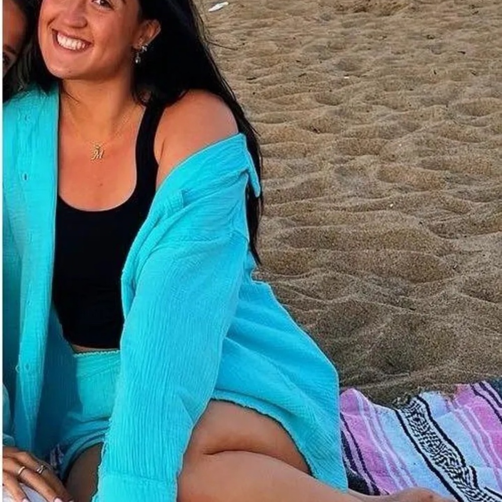 Aerie Light Blue Textured Shorts